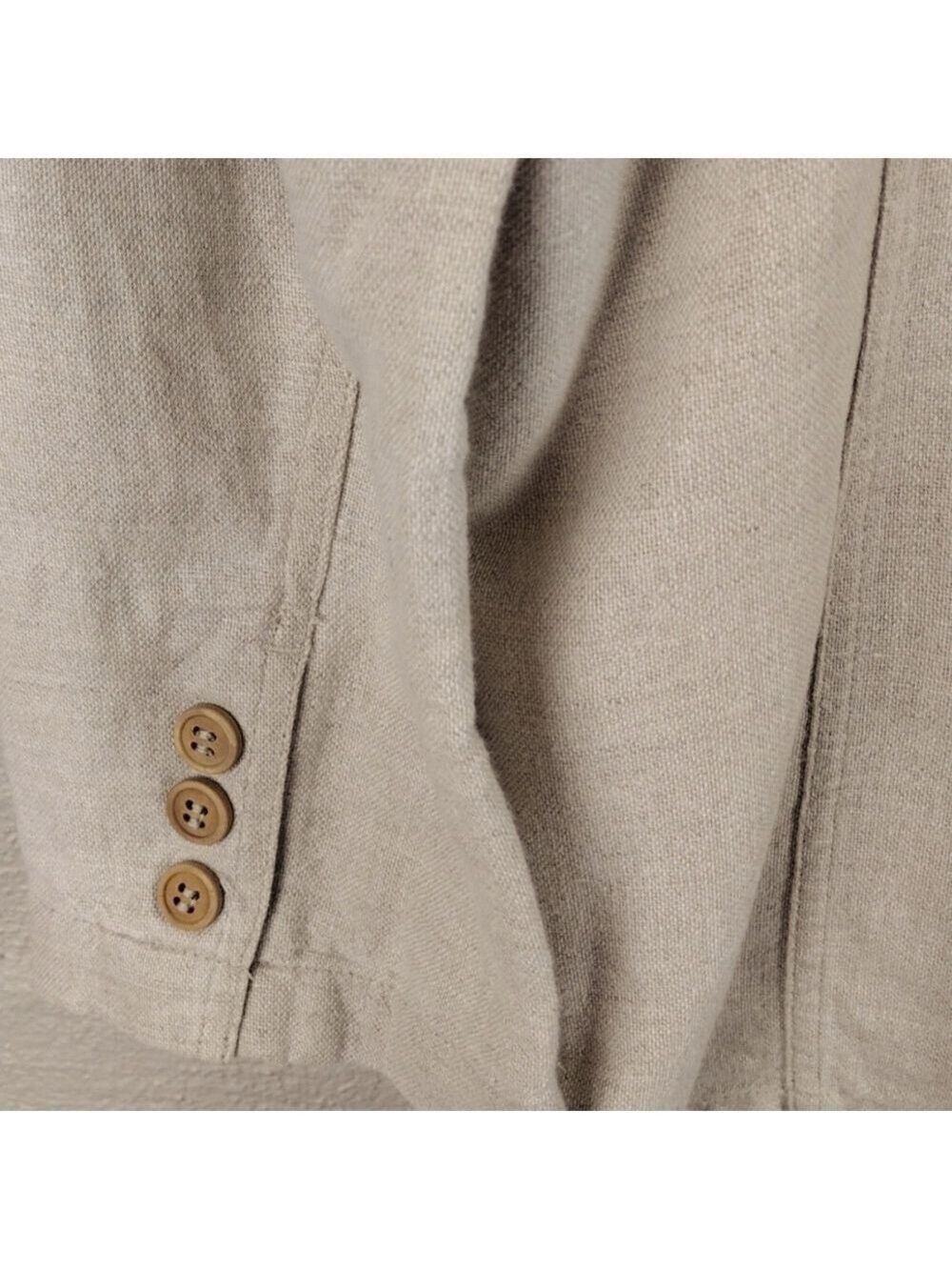 Lizsport Petite Natural Linen Blend One Notched Two Button Classic Blazer Jacket - Picture 11 of 16